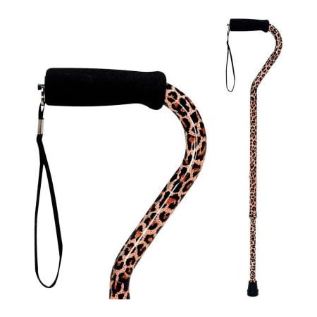 Healthsmart DMI Adjustable Designer Cane with Offset Handle and Strap, Leopard 502-1300-8892